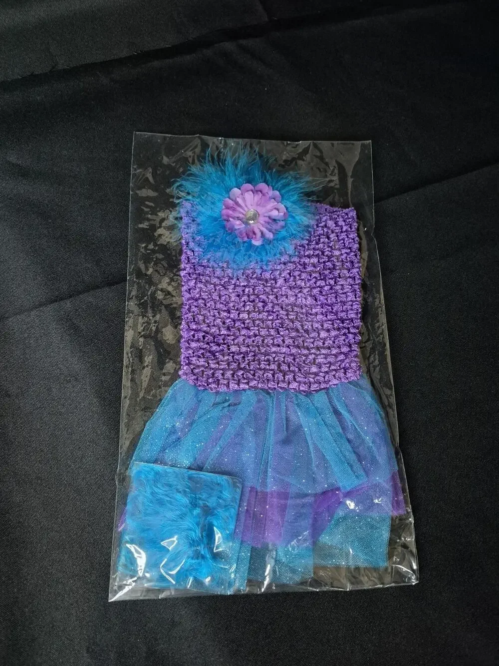Dog , Cat Dress Tutu Purple Blue Pet Outfit Size S Holloween Costume Puppy Skirt